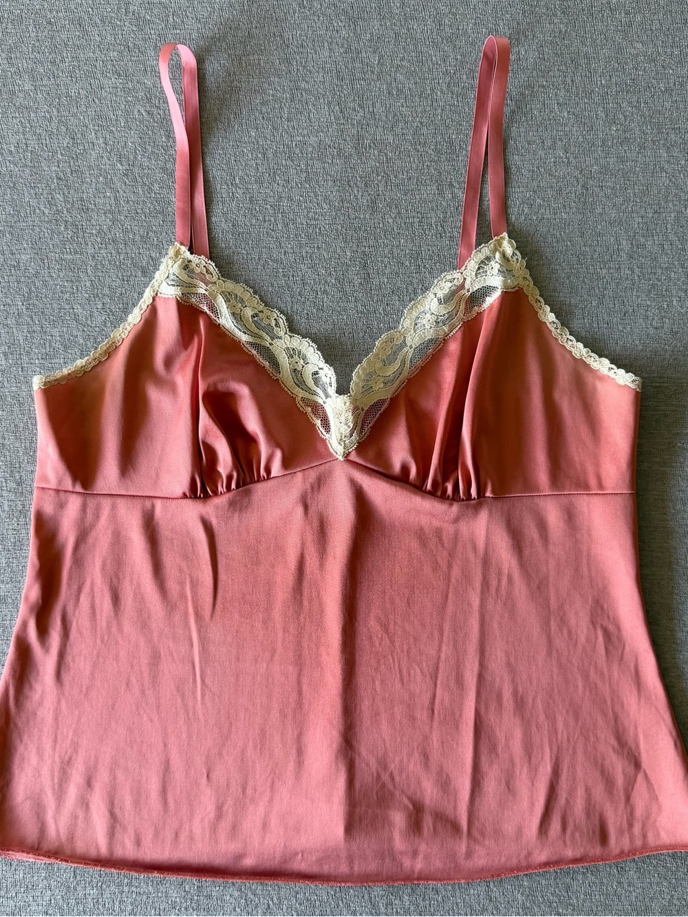 Vintage Vanity Fair Rose Pink Satin Lace-Trim Camisole